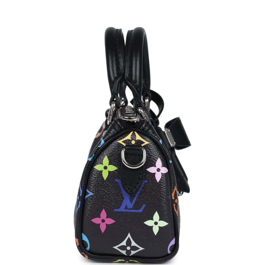 Louis Vuitton X Murakami Nano Speedy Bag Black Multicolor Monogram Silver Hardware
