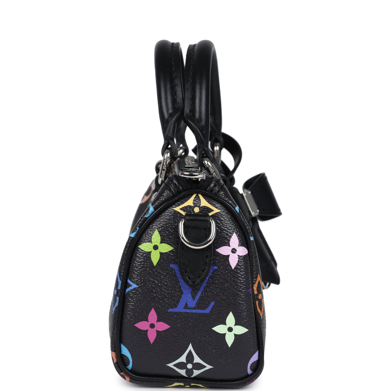 Louis Vuitton X Murakami Nano Speedy Bag Black Multicolor Monogram Silver Hardware