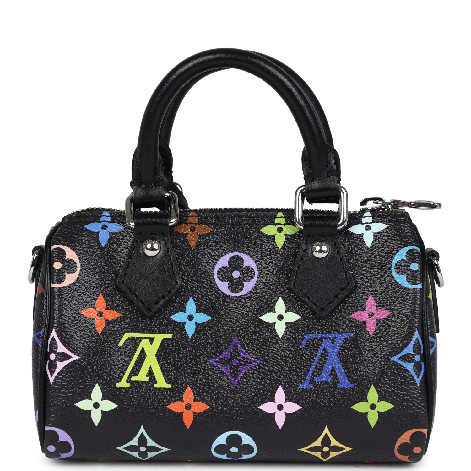 Louis Vuitton X Murakami Nano Speedy Bag Black Multicolor Monogram Silver Hardware