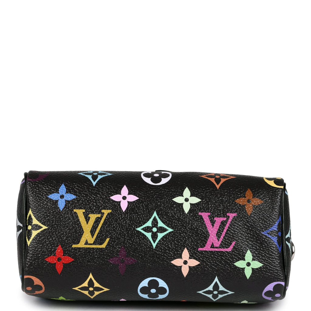 Louis Vuitton X Murakami Nano Speedy Bag Black Multicolor Monogram Silver Hardware