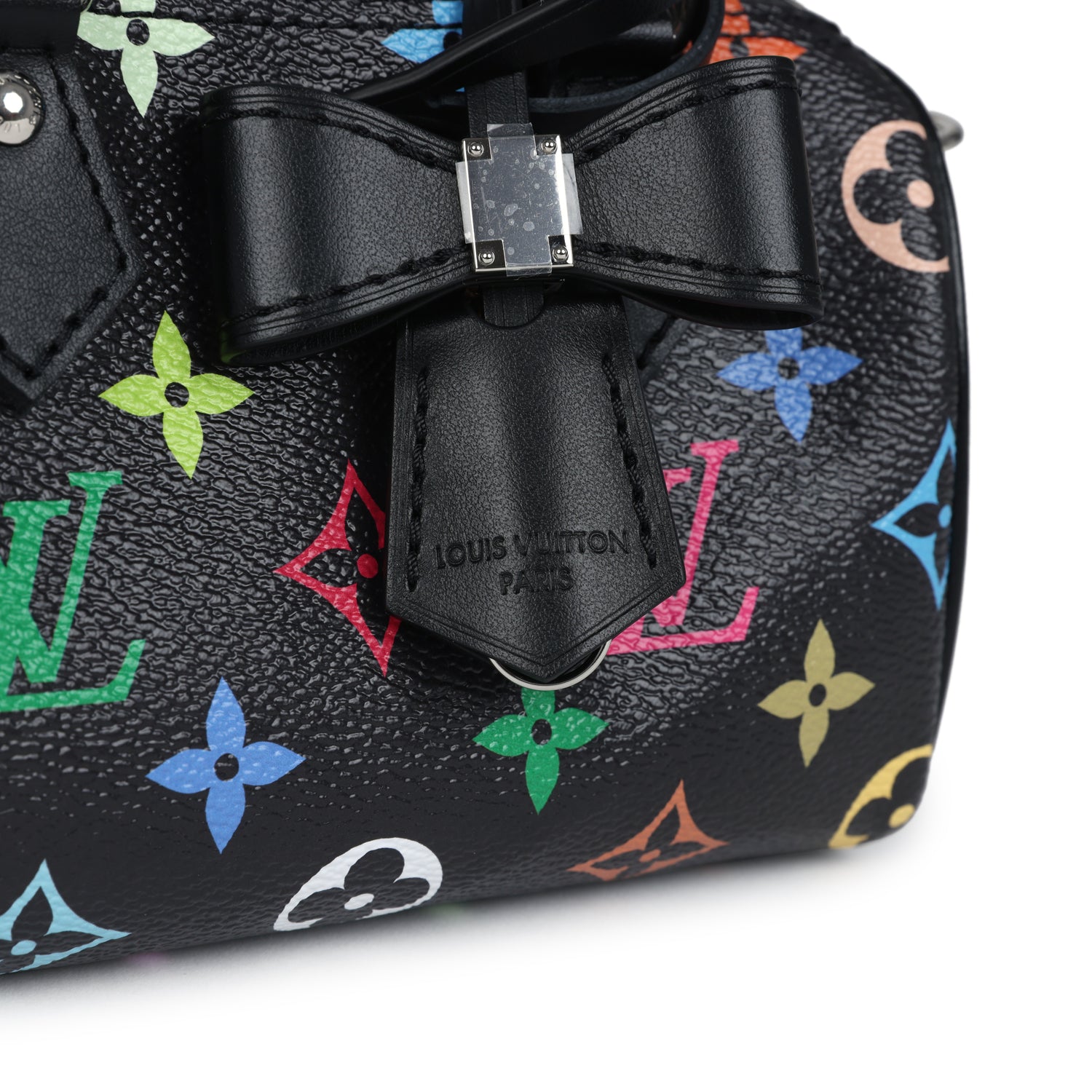 Louis Vuitton X Murakami Nano Speedy Bag Black Multicolor Monogram Silver Hardware