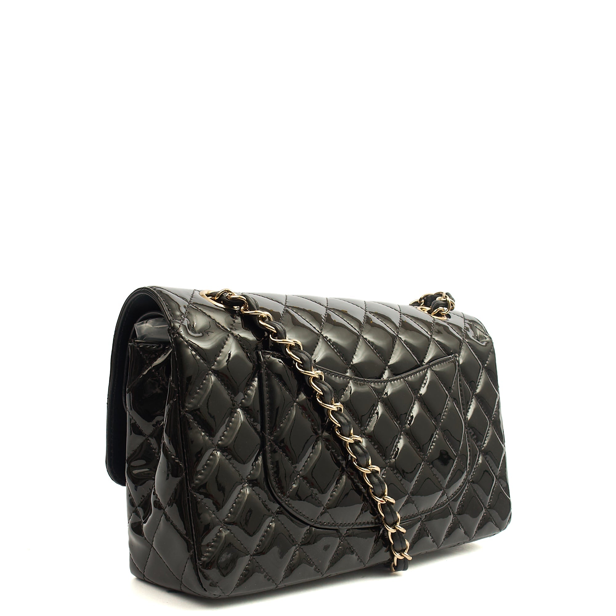 Chanel Shoulder Bag Classic Double Flap - Medium in Black, Patent Leather