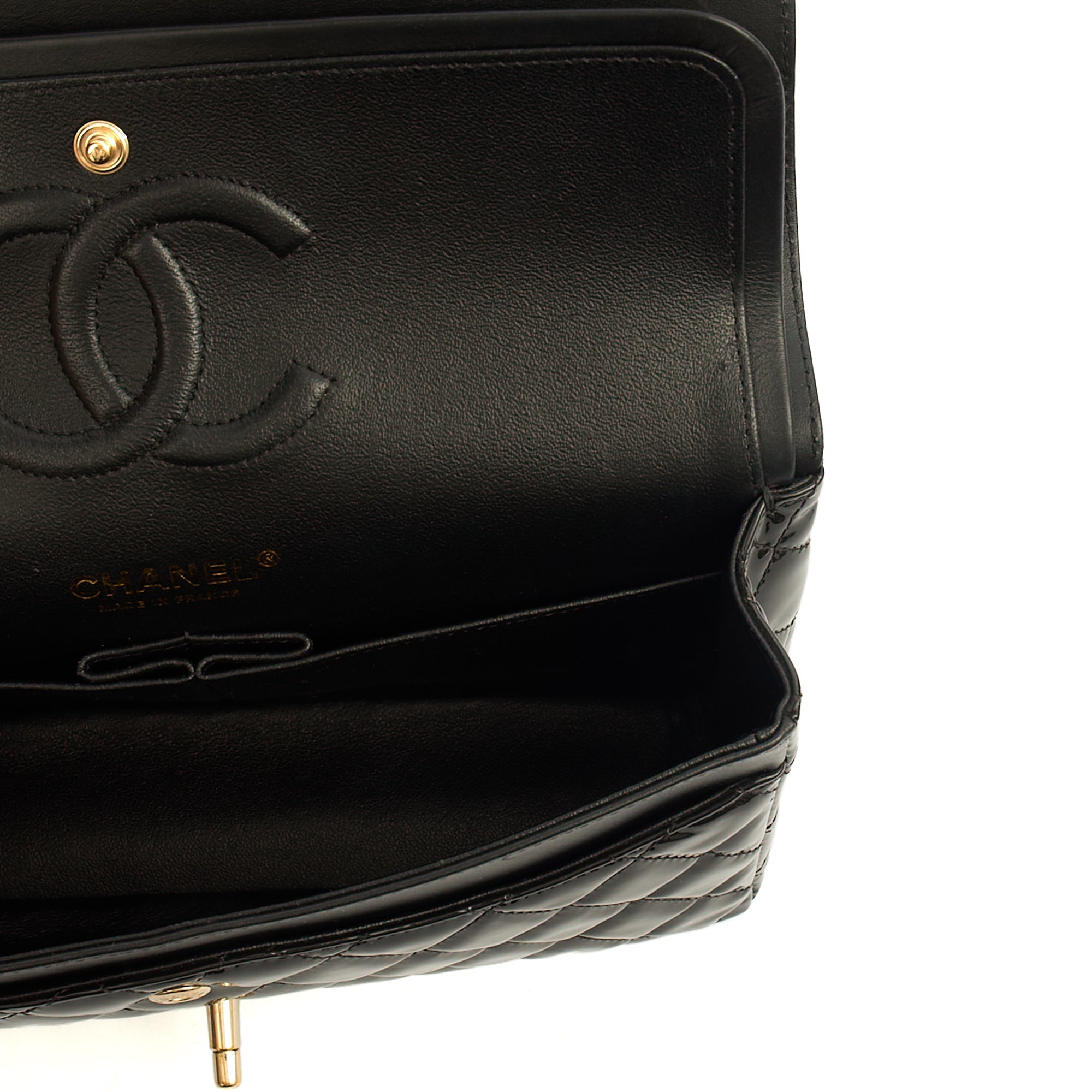 Chanel Shoulder Bag Classic Double Flap - Medium in Black, Patent Leather