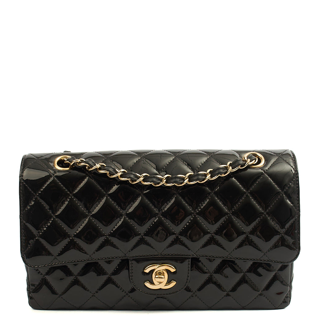 Chanel Shoulder Bag Classic Double Flap - Medium in Black, Patent Leather