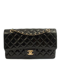 Chanel Shoulder Bag Classic Double Flap - Medium in Black, Patent Leather