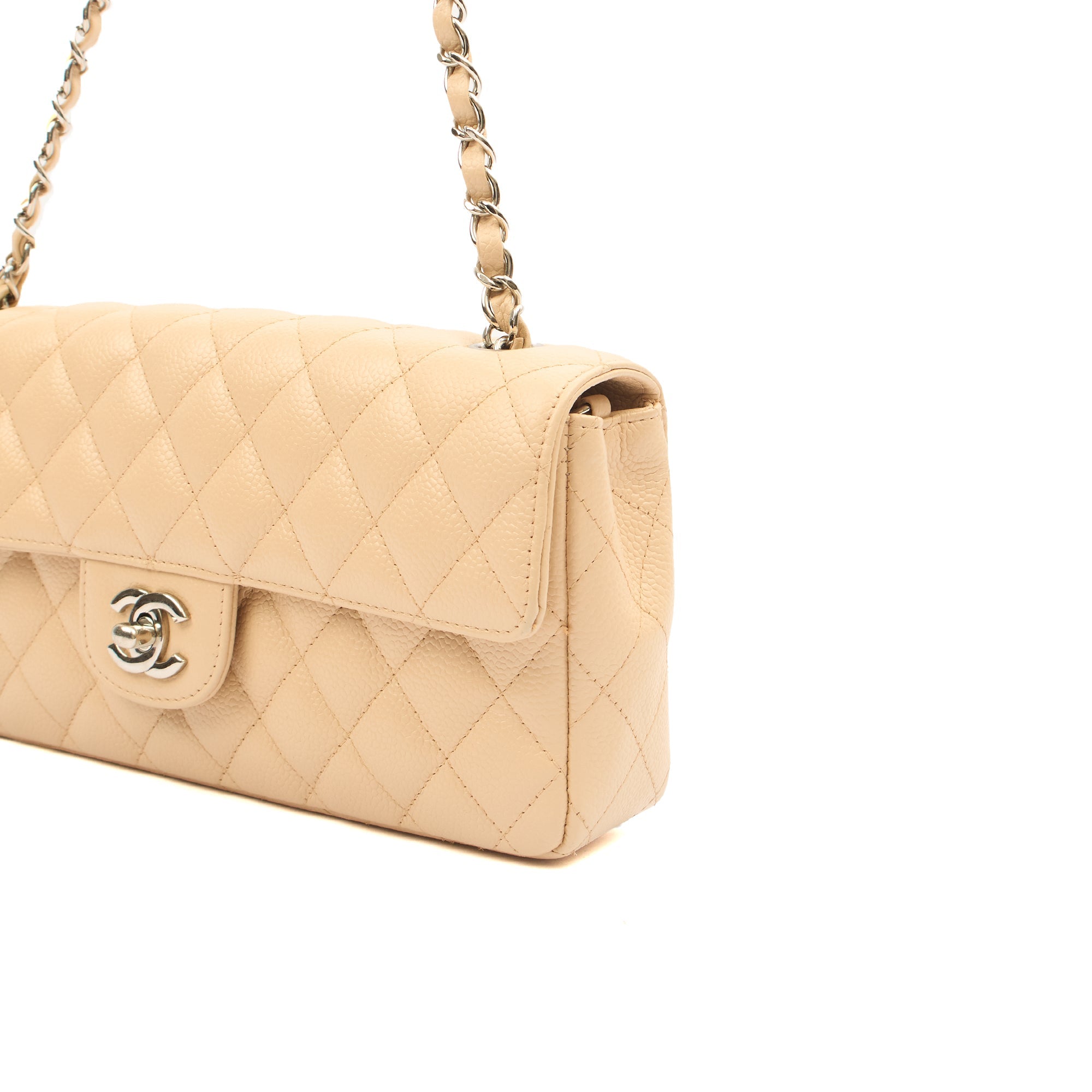 Chanel Shoulder Bag Classic - East West in Neutral, Caviar Leather