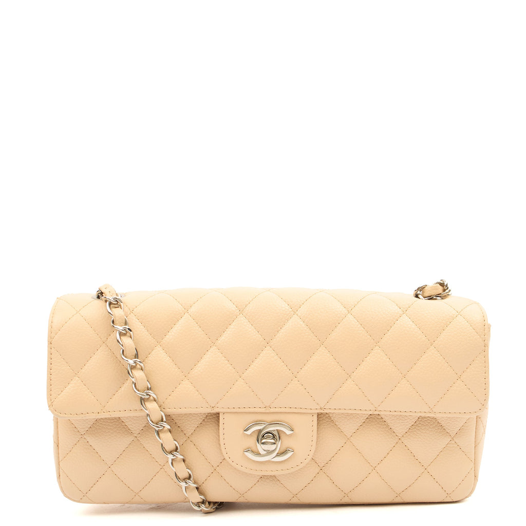 Chanel Shoulder Bag Classic - East West in Neutral, Caviar Leather