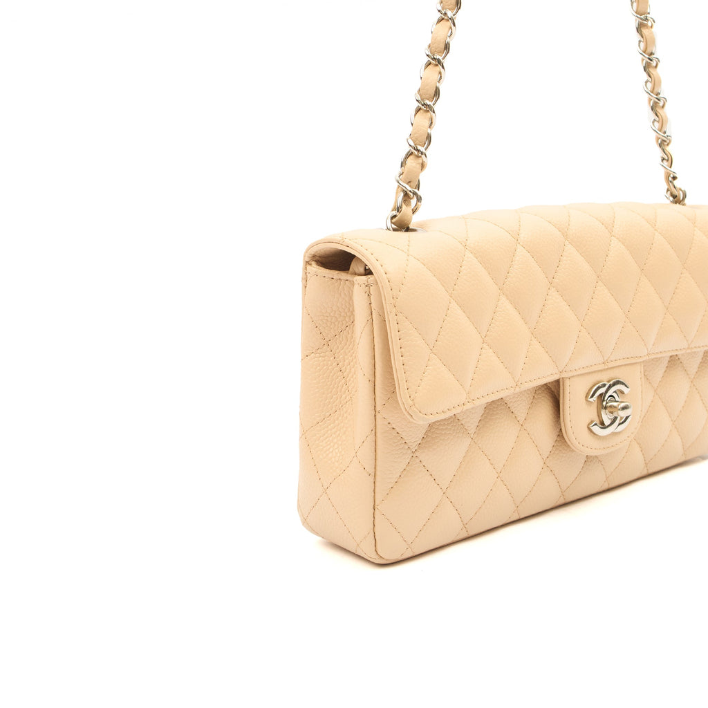 Chanel Shoulder Bag Classic - East West in Neutral, Caviar Leather