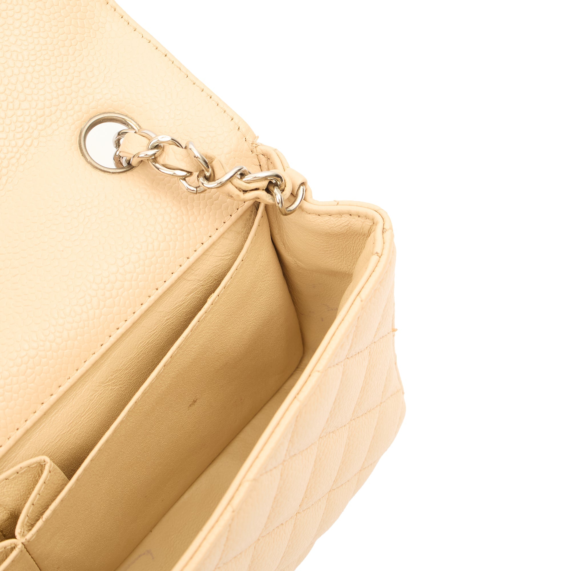 Chanel Shoulder Bag Classic - East West in Neutral, Caviar Leather
