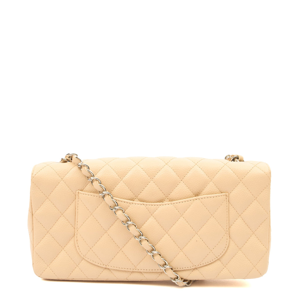 Chanel Shoulder Bag Classic - East West in Neutral, Caviar Leather