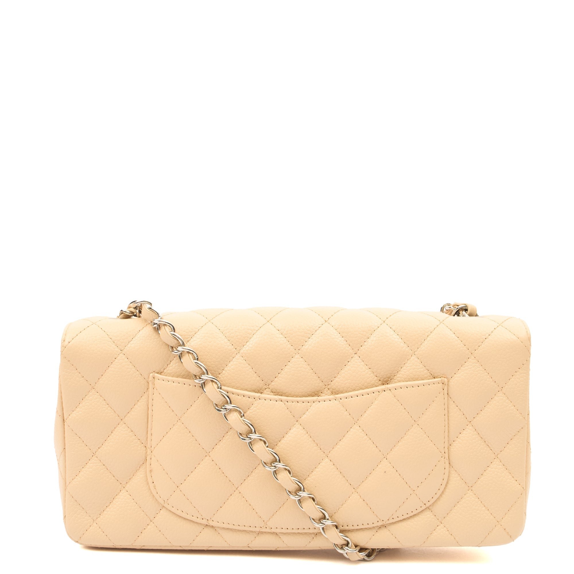 Chanel Shoulder Bag Classic - East West in Neutral, Caviar Leather