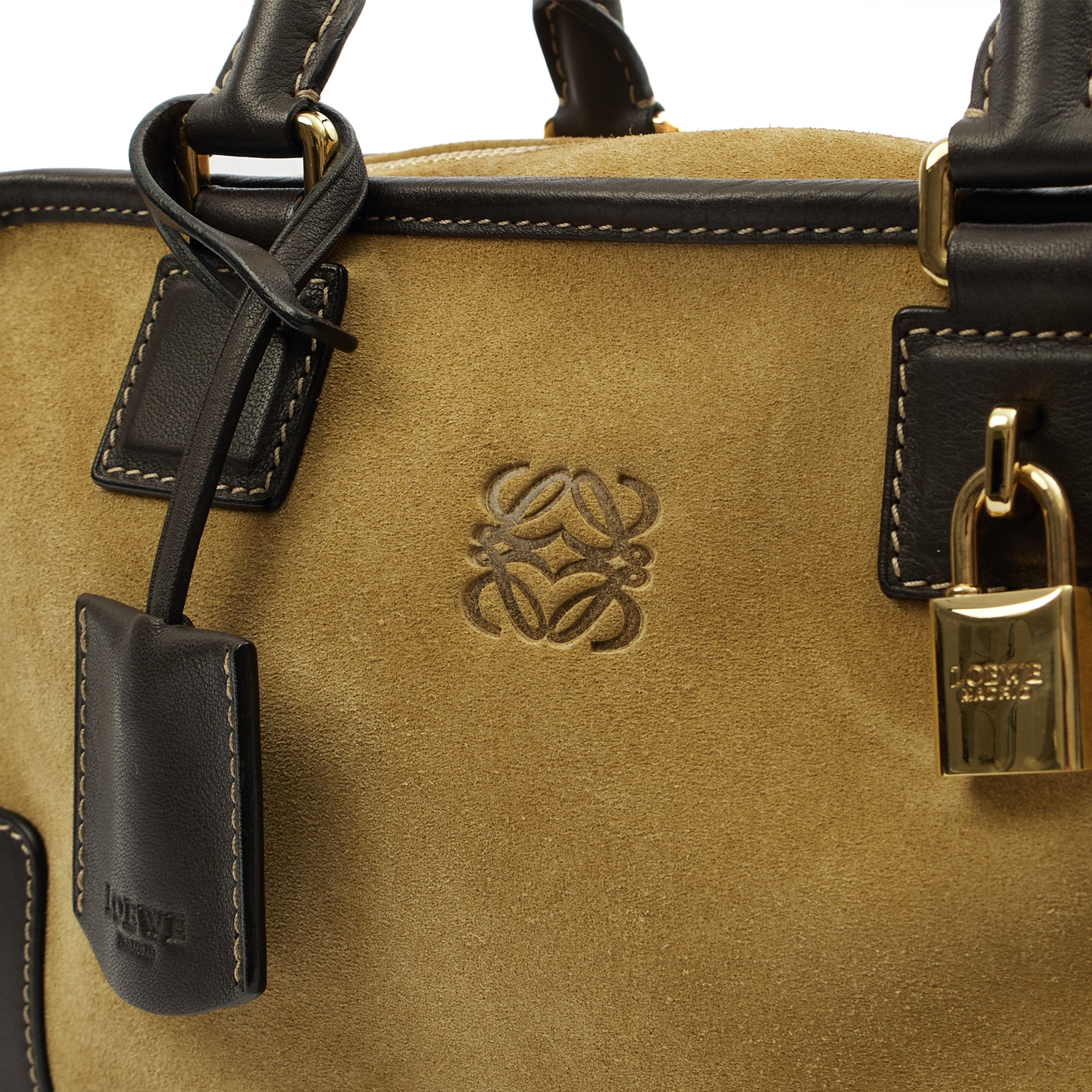 Loewe Top Handle Amazona 28 in Brown, Suede