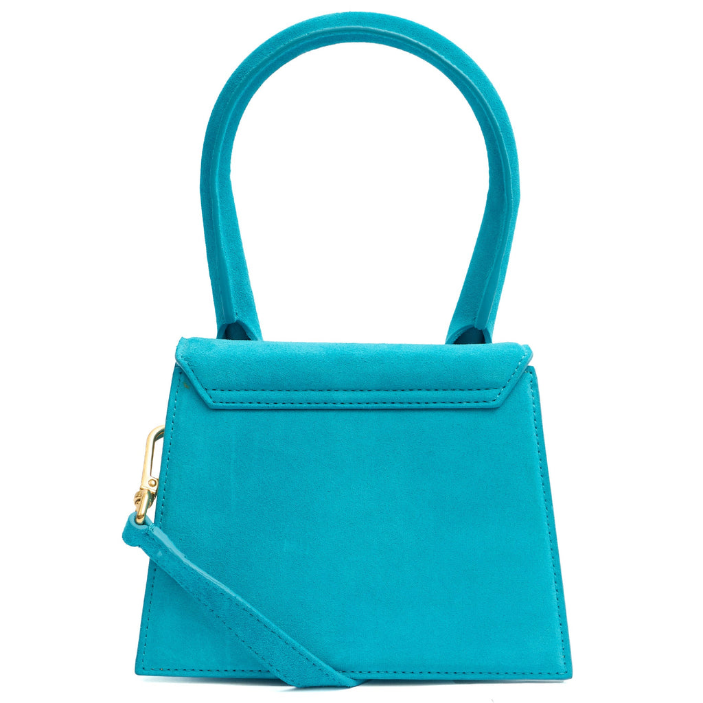 Jacquemus Top Handle Le Chiquito Moyen in Blue, Suede