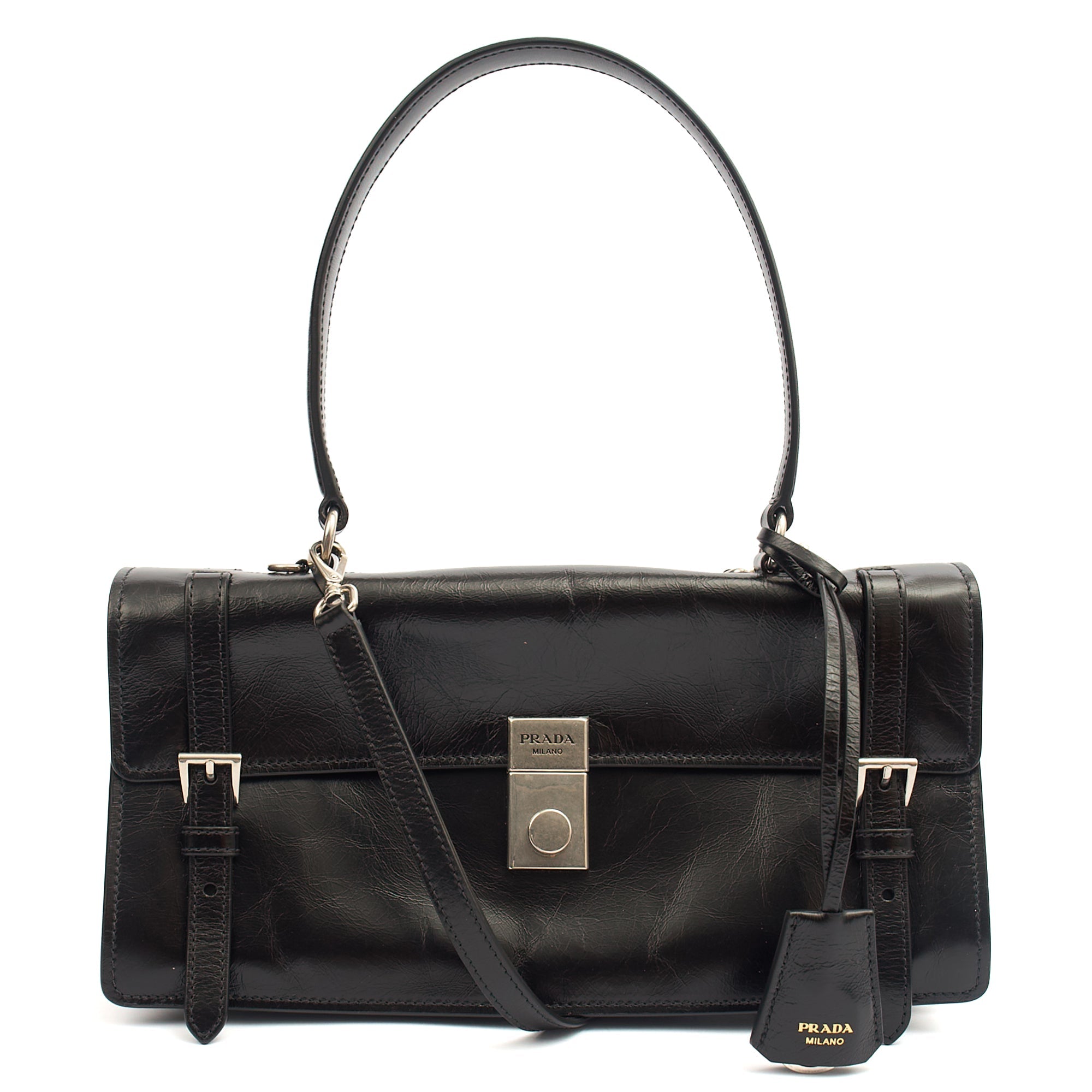 Prada Cross Body Saffiano Soft in Black, Leather