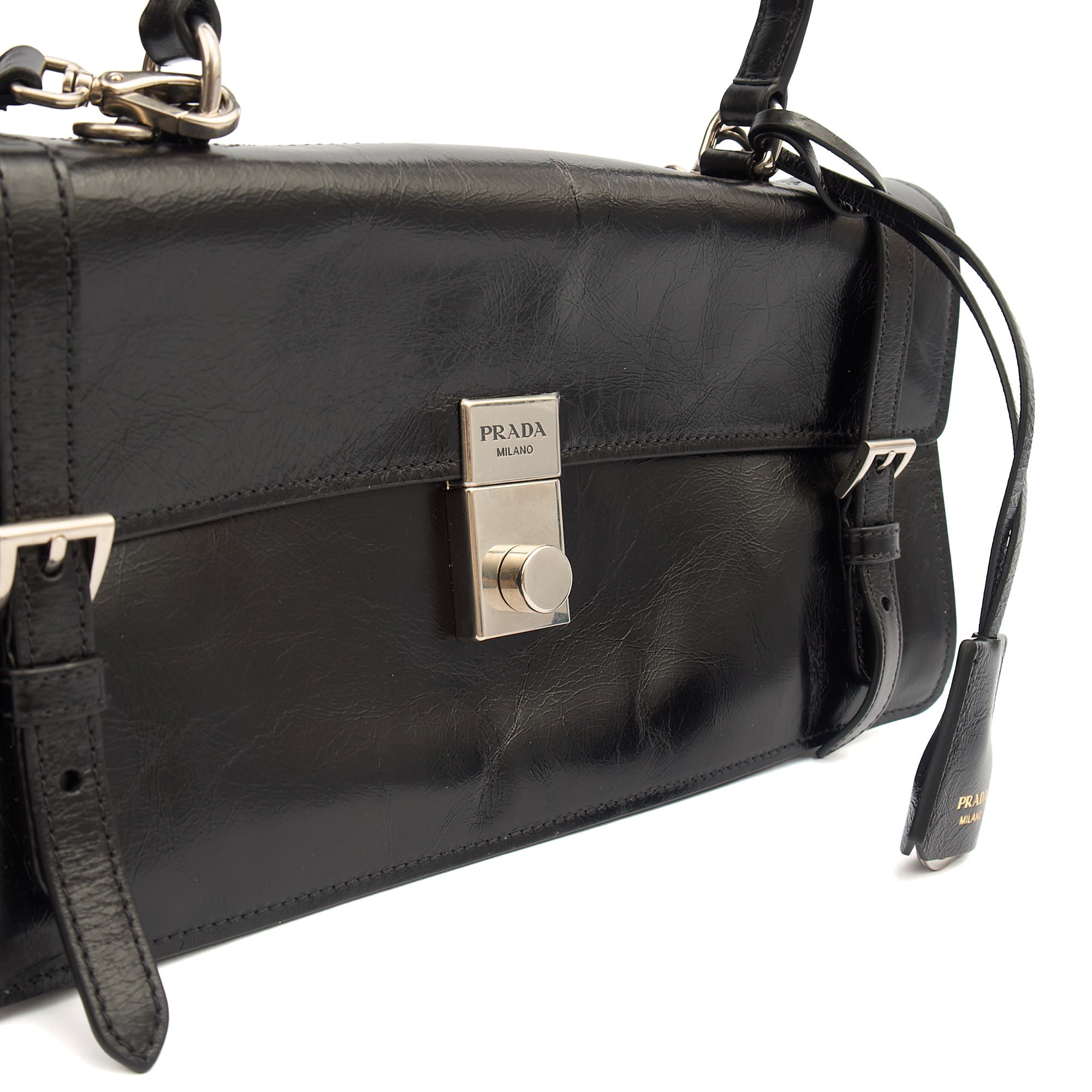 Prada Cross Body Saffiano Soft in Black, Leather