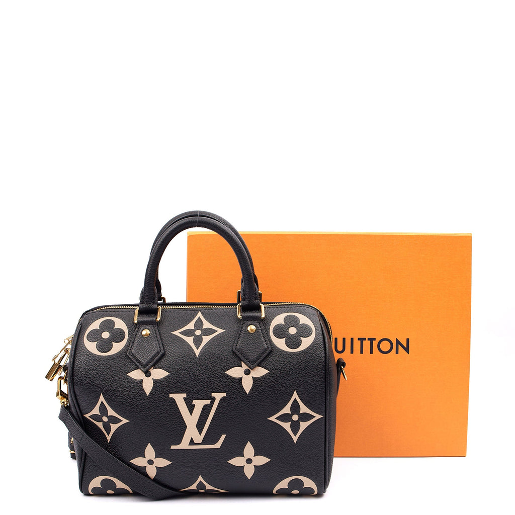 Louis Vuitton Top Handle Speedy Bandouliere 25 in Black, Empreinte Leather