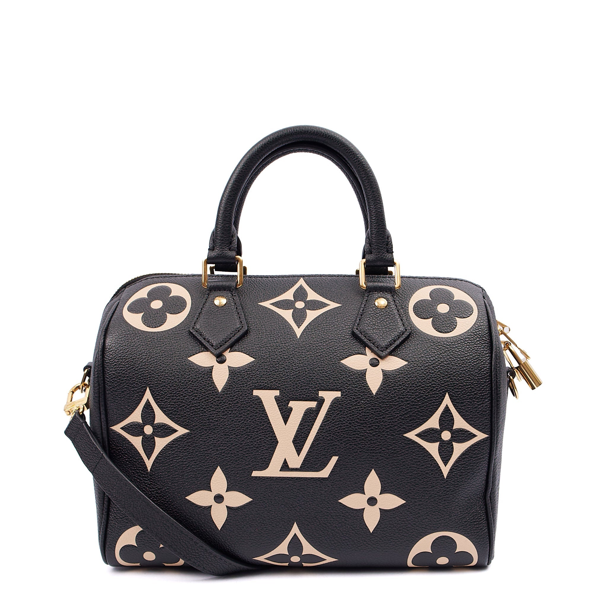 Louis Vuitton Top Handle Speedy Bandouliere 25 in Black, Empreinte Leather
