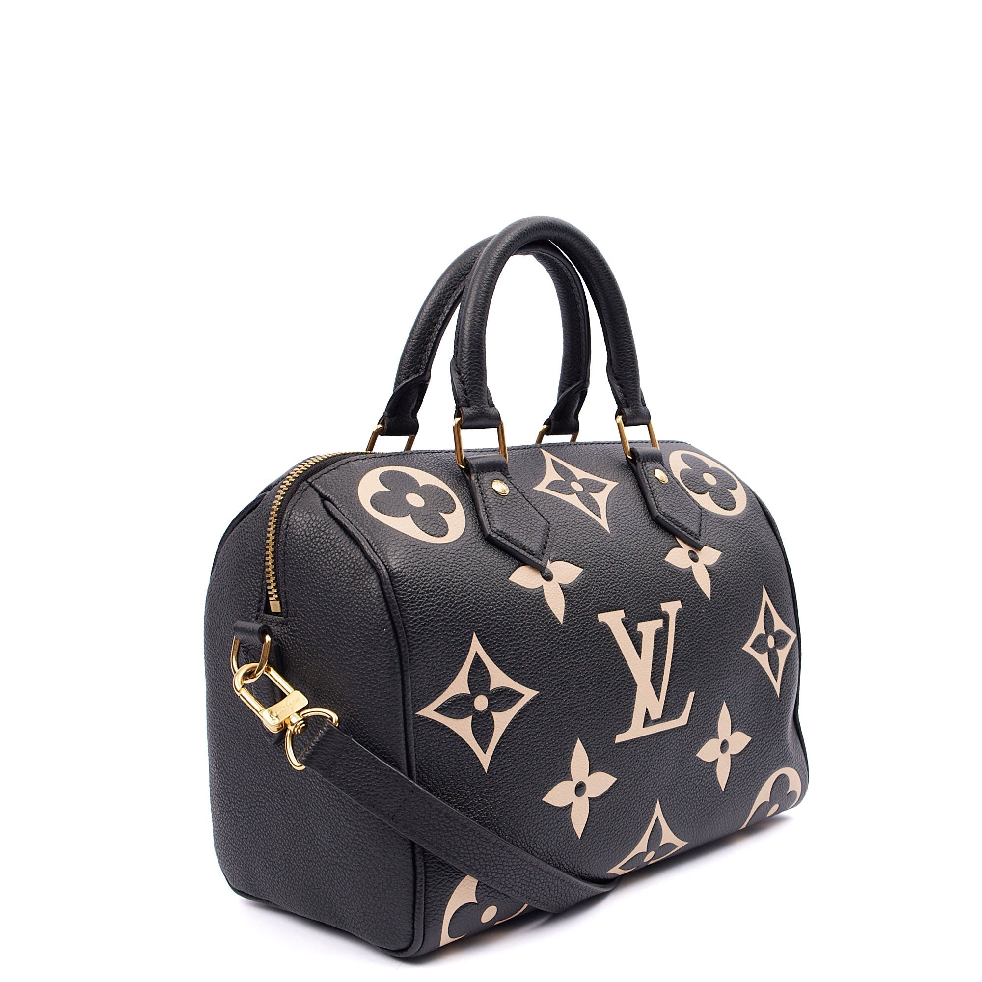 Louis Vuitton Top Handle Speedy Bandouliere 25 in Black, Empreinte Leather