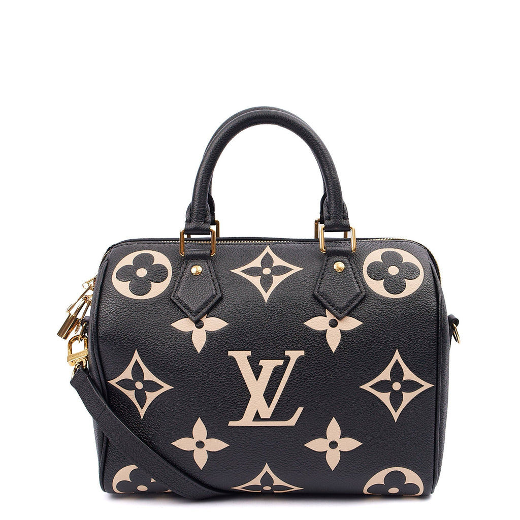 Louis Vuitton Top Handle Speedy Bandouliere 25 in Black, Empreinte Leather