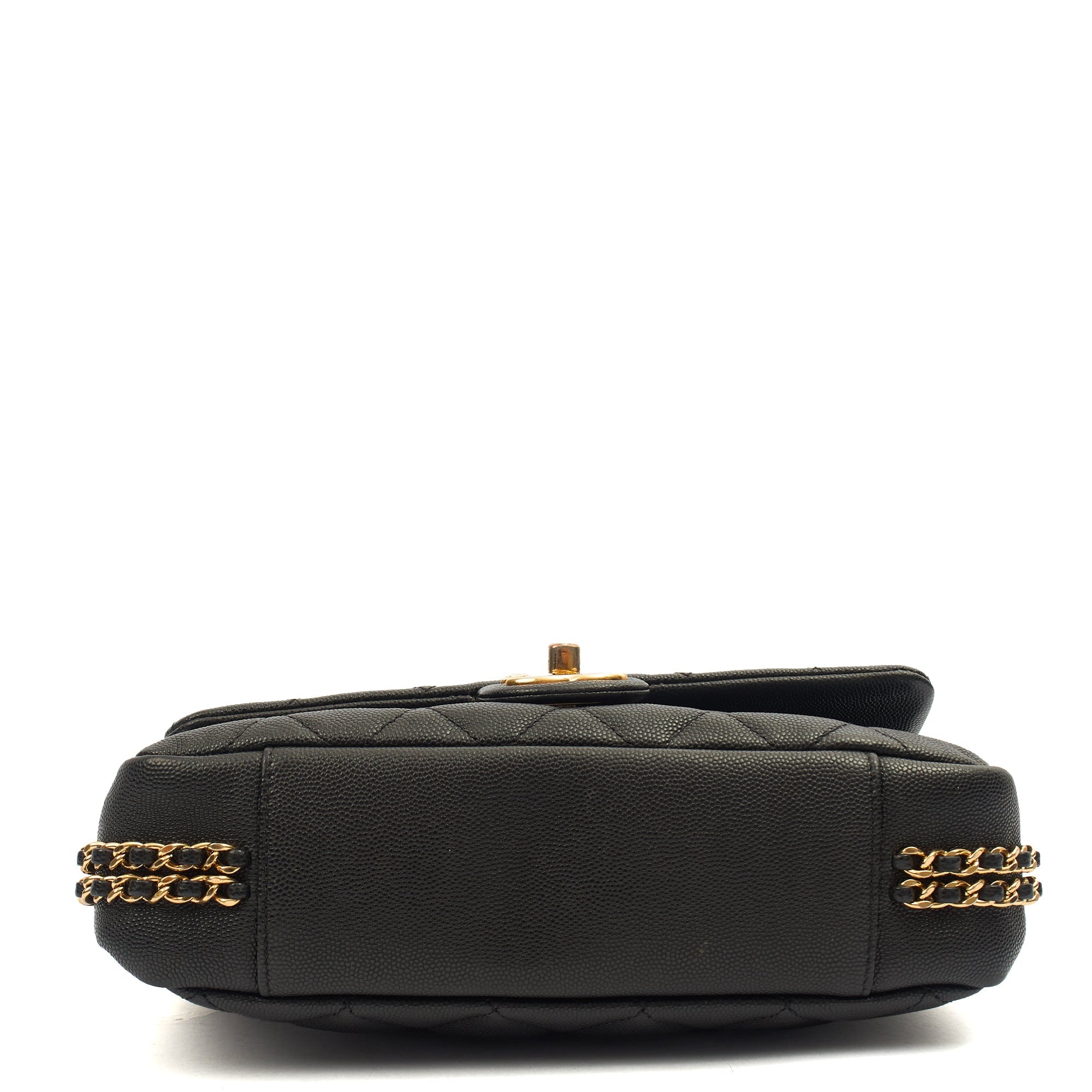 Chanel Cross Body Chain Around Flap in Black, Caviar Leather