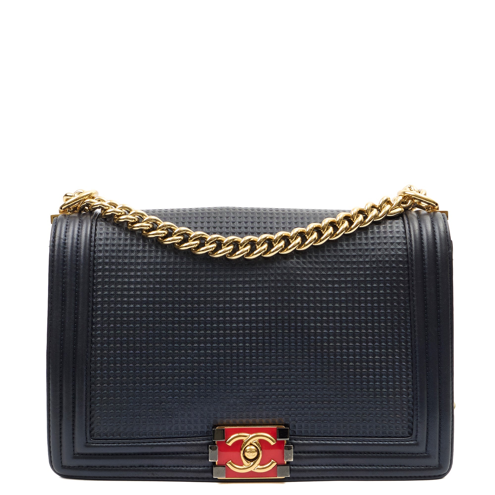 Chanel Shoulder Bag Boy - New Medium in Blue, Leather