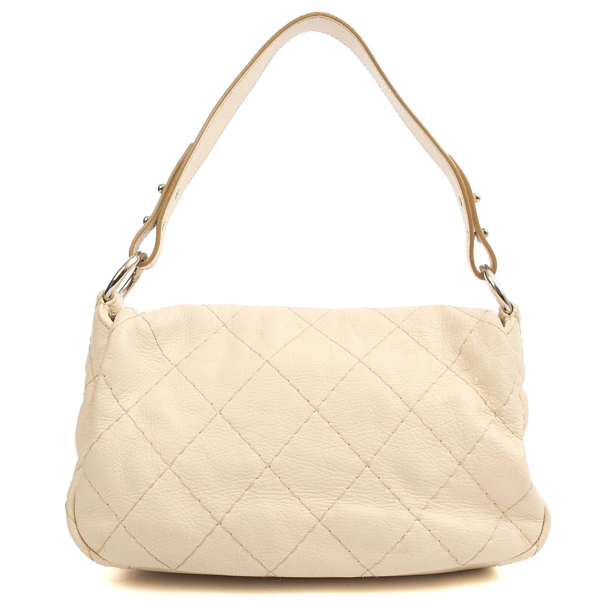 Chanel Shoulder Bag Vintage Flap Bag  in White, Calfskin Leather