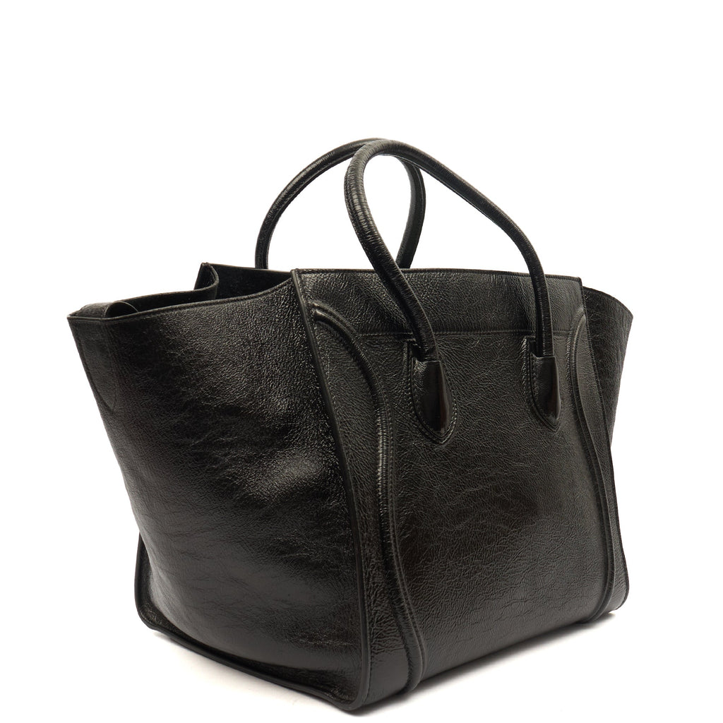 Celine Tote Luggage - Medium in Black, Patent Leather