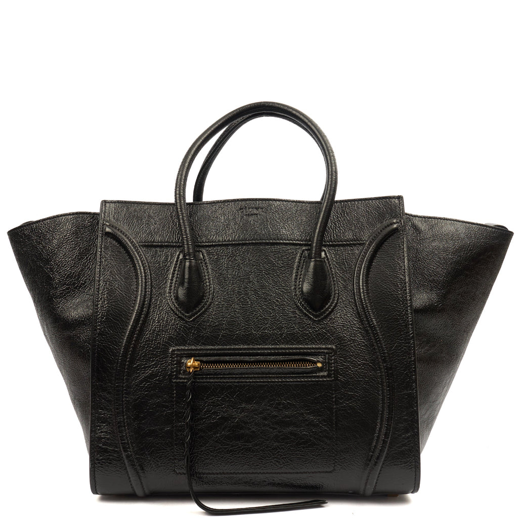 Celine Tote Luggage - Medium in Black, Patent Leather