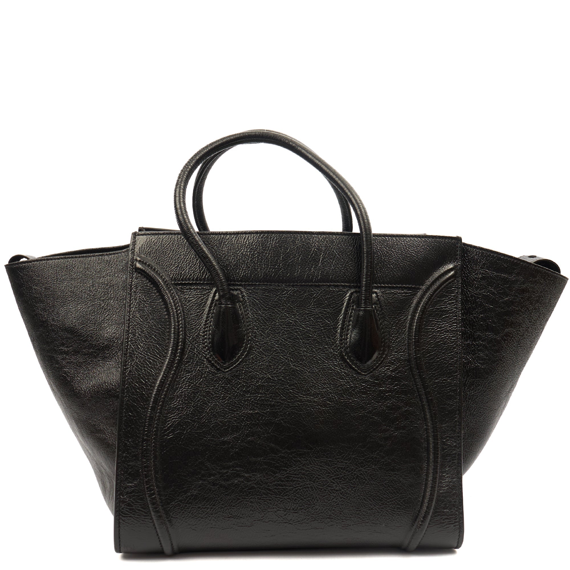 Celine Tote Luggage - Medium in Black, Patent Leather
