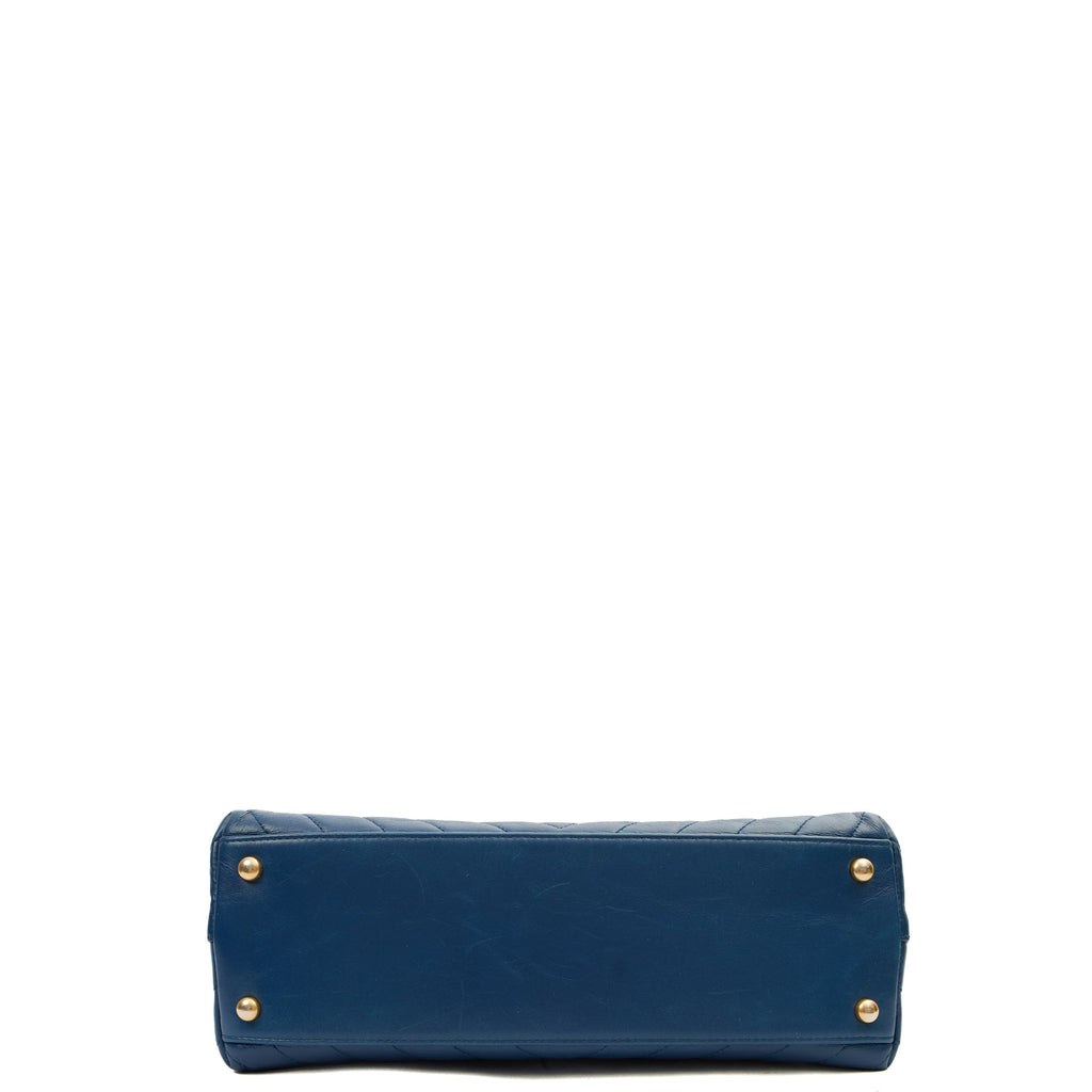 Chanel Top Handle Coco Top Handle in Blue, Crinkled Calfskin Leather