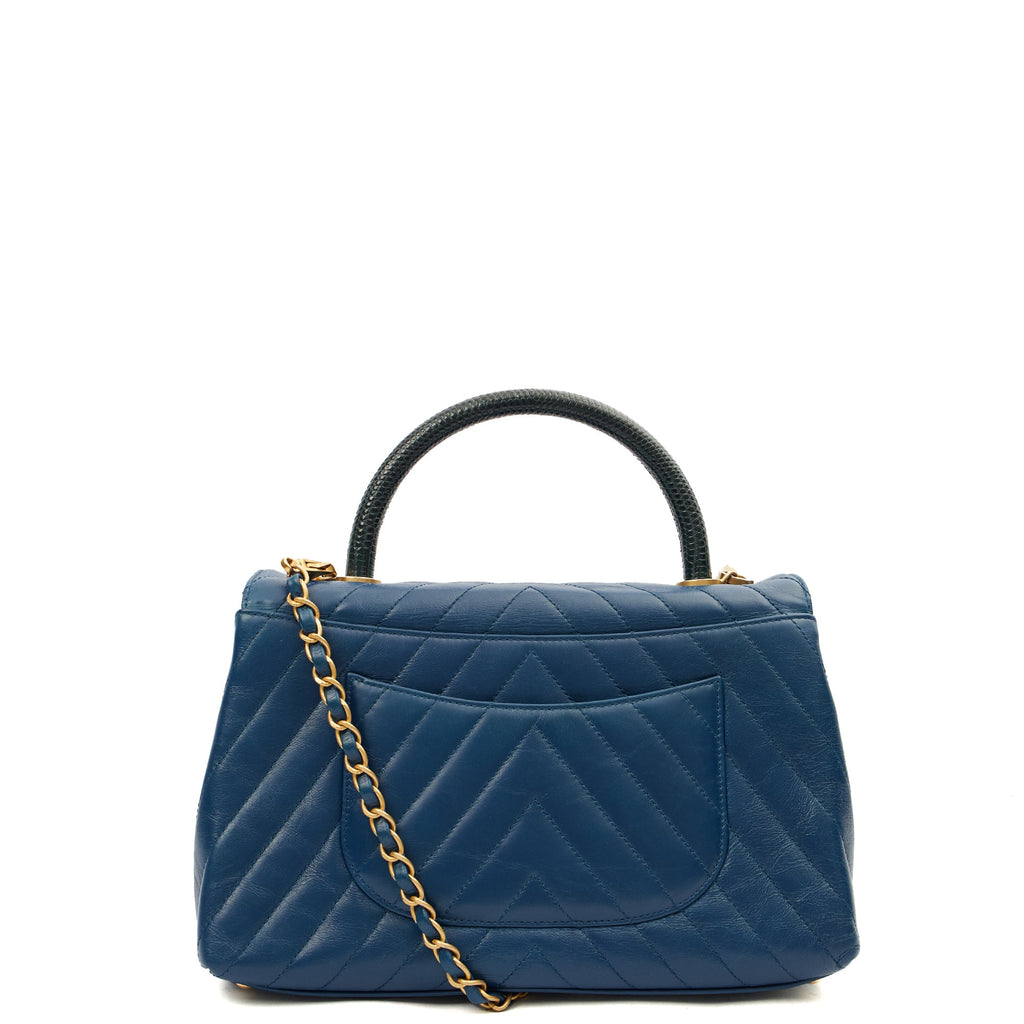 Chanel Top Handle Coco Top Handle in Blue, Crinkled Calfskin Leather