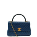 Chanel Top Handle Coco Top Handle in Blue, Crinkled Calfskin Leather