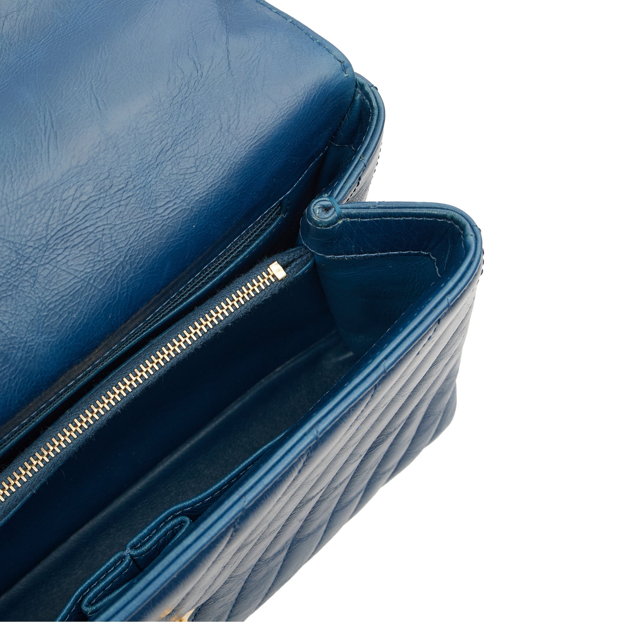 Chanel Top Handle Coco Top Handle in Blue, Crinkled Calfskin Leather
