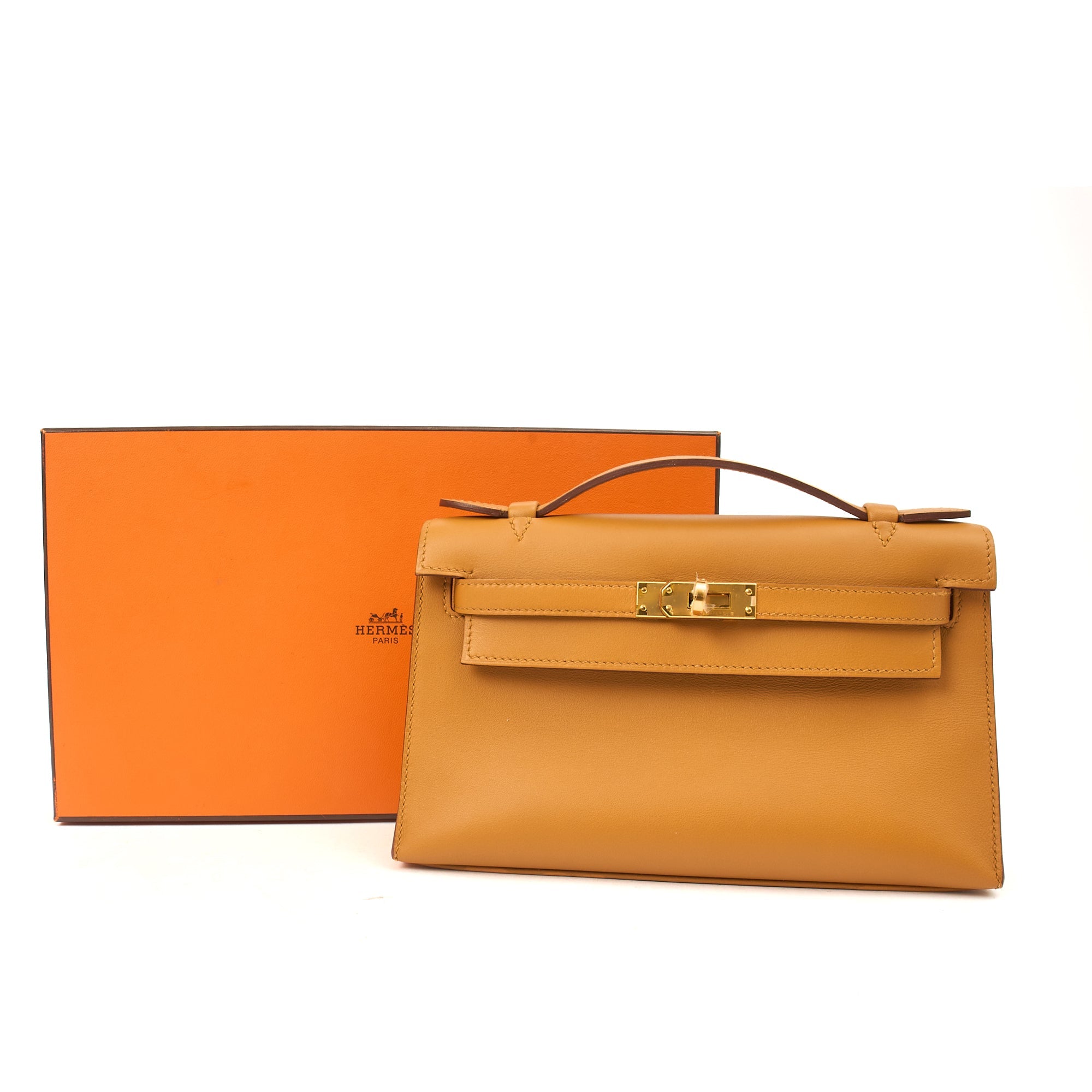 Hermes Mini Bag Kelly Pochette in Sesame, Swift Leather
