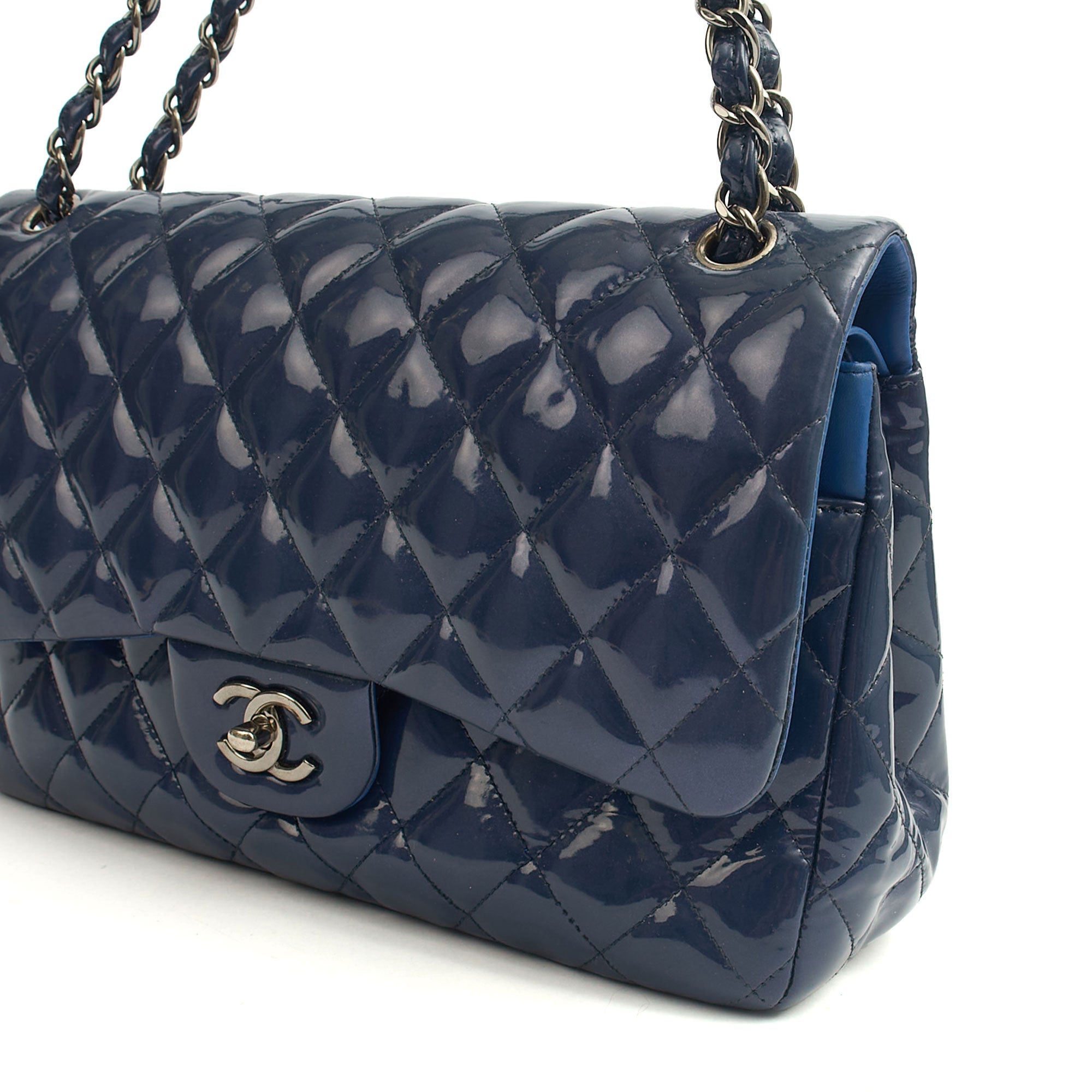 Chanel Shoulder Bag Jumbo - Double Flap in Navy, Patent Leather