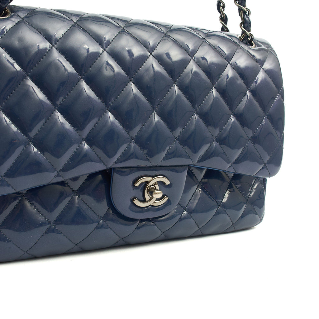 Chanel Shoulder Bag Jumbo - Double Flap in Navy, Patent Leather