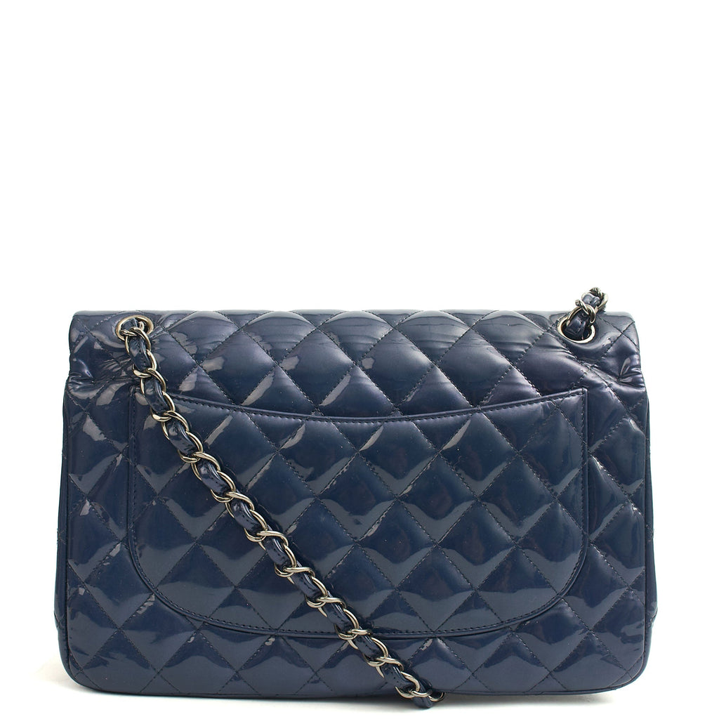 Chanel Shoulder Bag Jumbo - Double Flap in Navy, Patent Leather