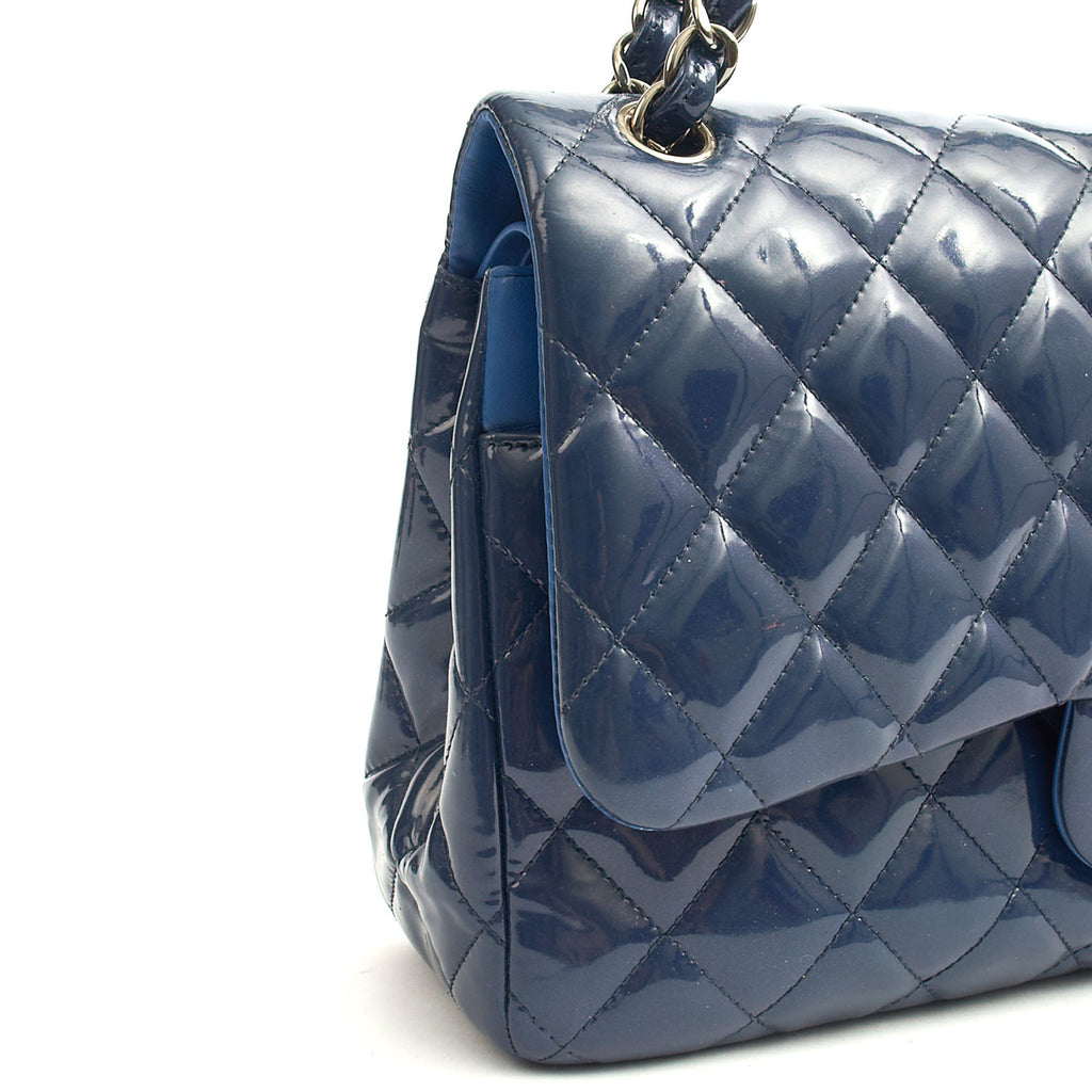 Chanel Shoulder Bag Jumbo - Double Flap in Navy, Patent Leather