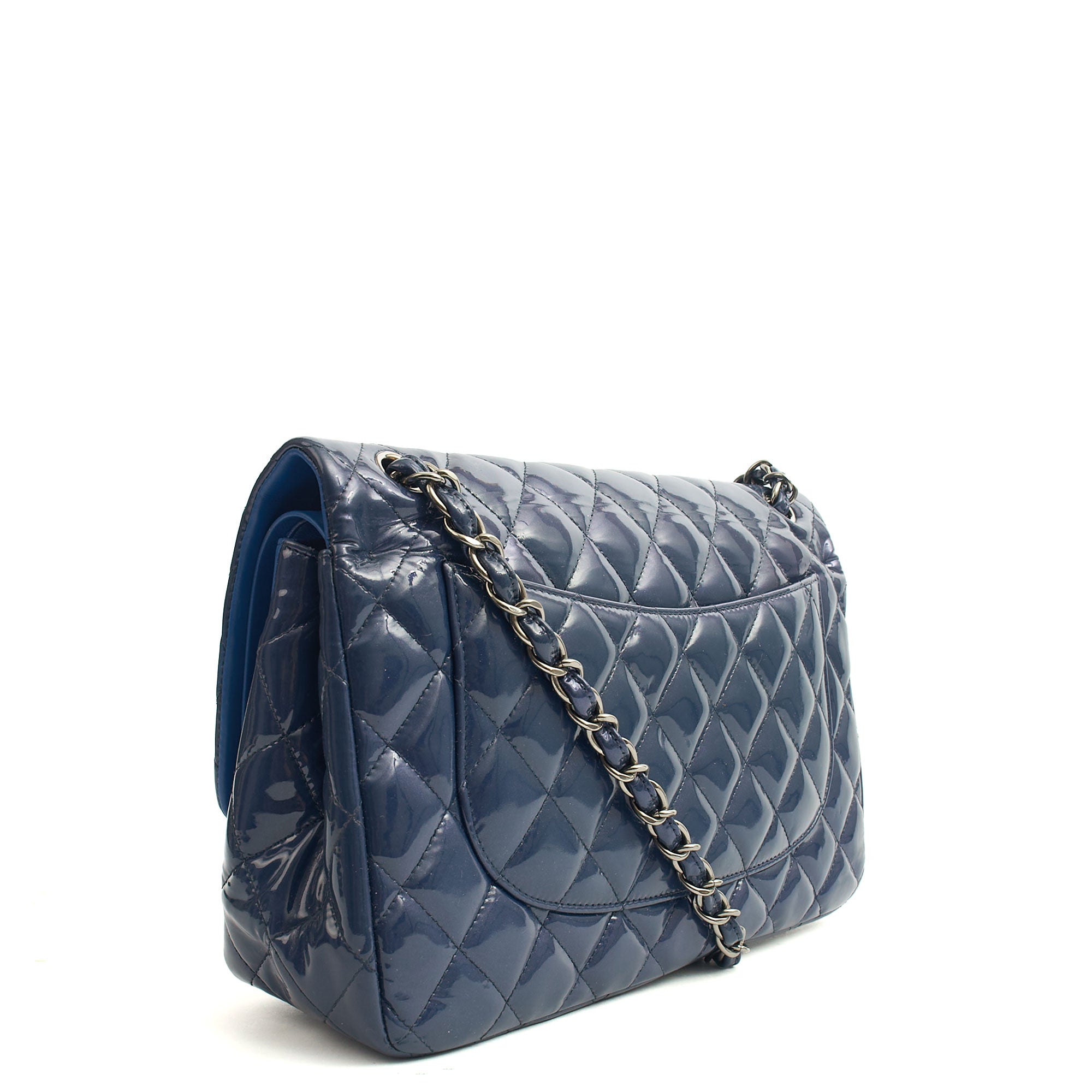 Chanel Shoulder Bag Jumbo - Double Flap in Navy, Patent Leather