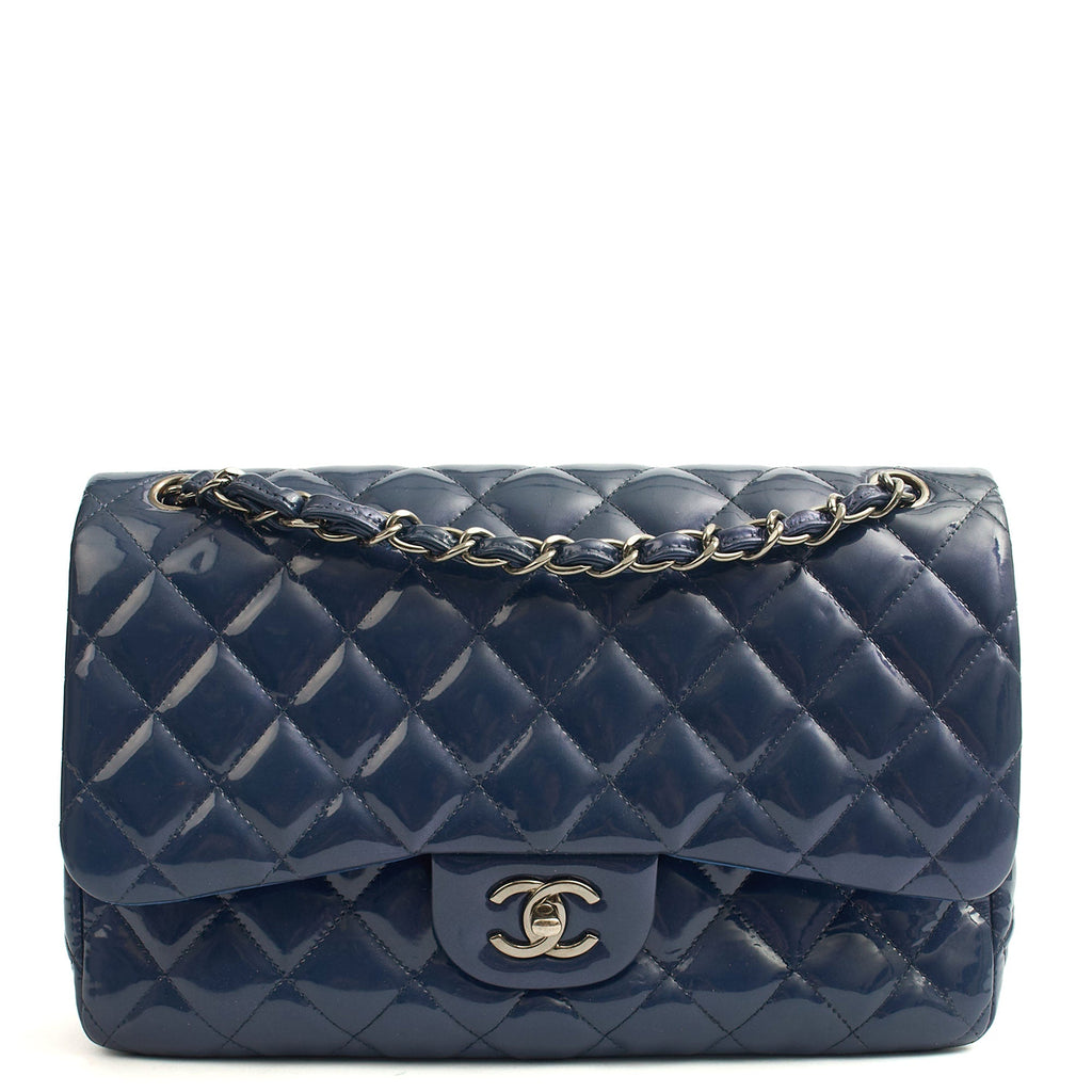 Chanel Shoulder Bag Jumbo - Double Flap in Navy, Patent Leather