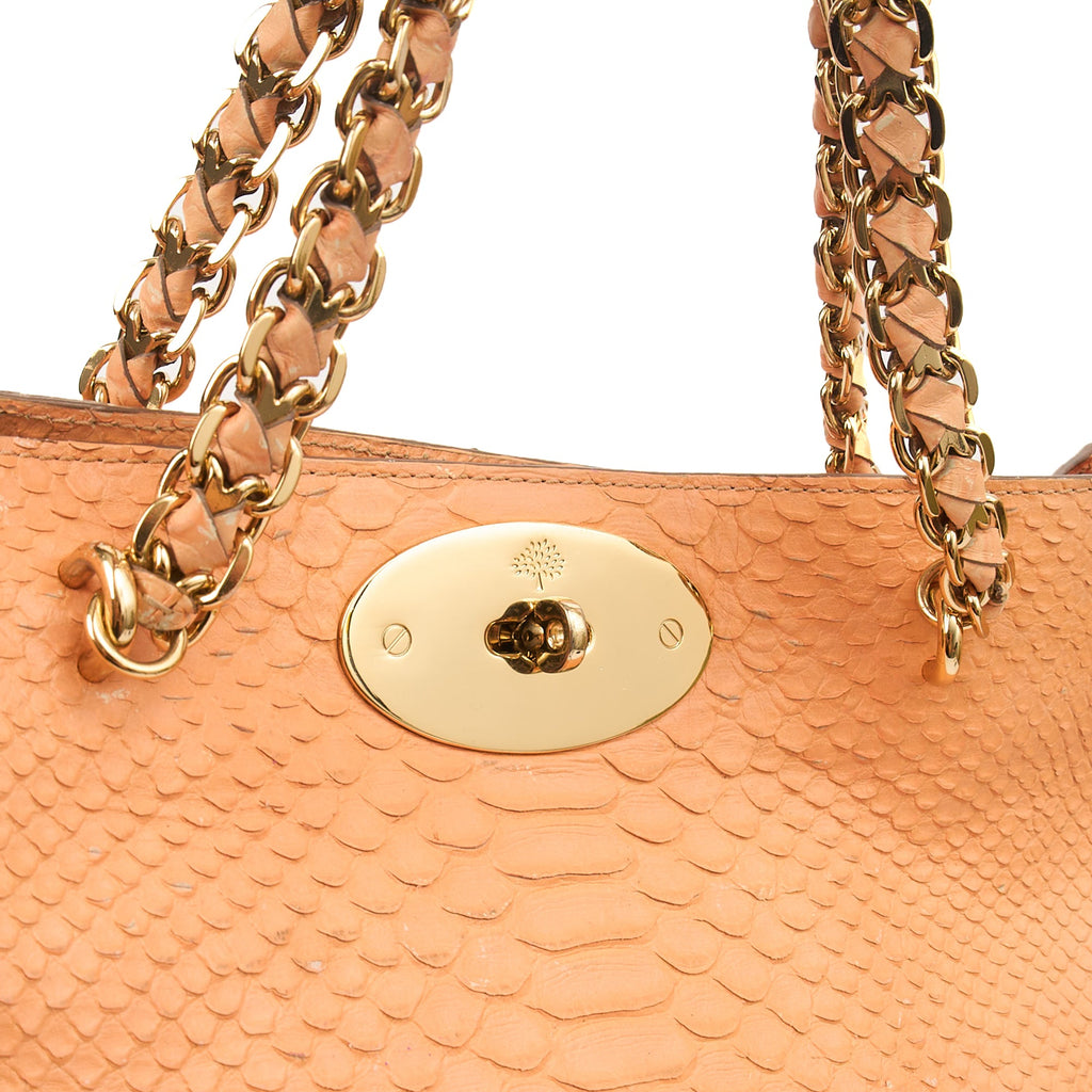 Mulberry Tote Cecily Tote in Coral Orange, Exotic Effect Leather