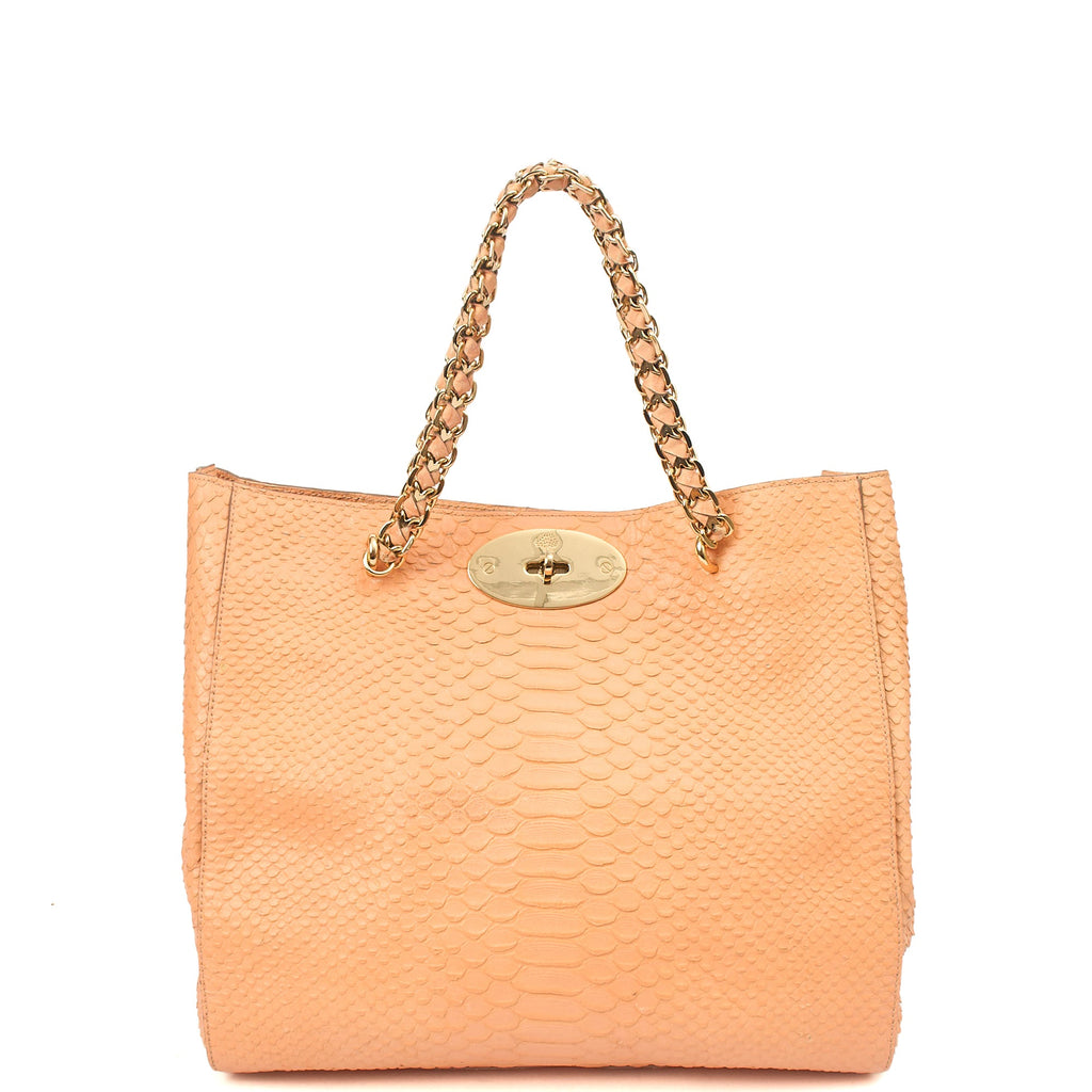 Mulberry Tote Cecily Tote in Coral Orange, Exotic Effect Leather
