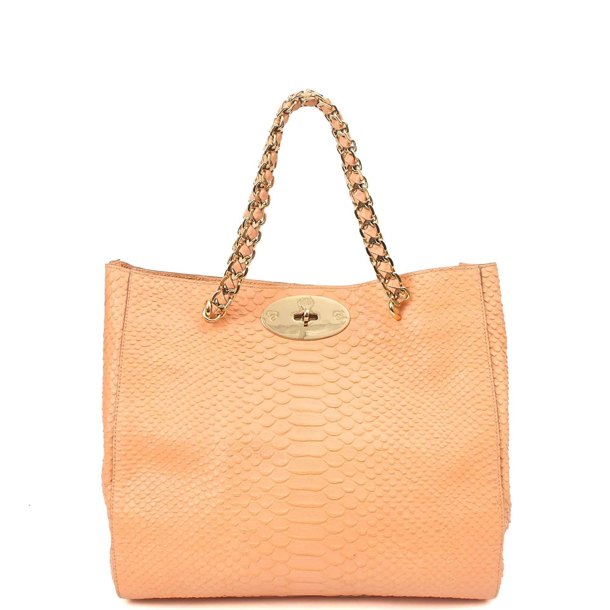 Mulberry Tote Cecily Tote in Coral Orange, Exotic Effect Leather