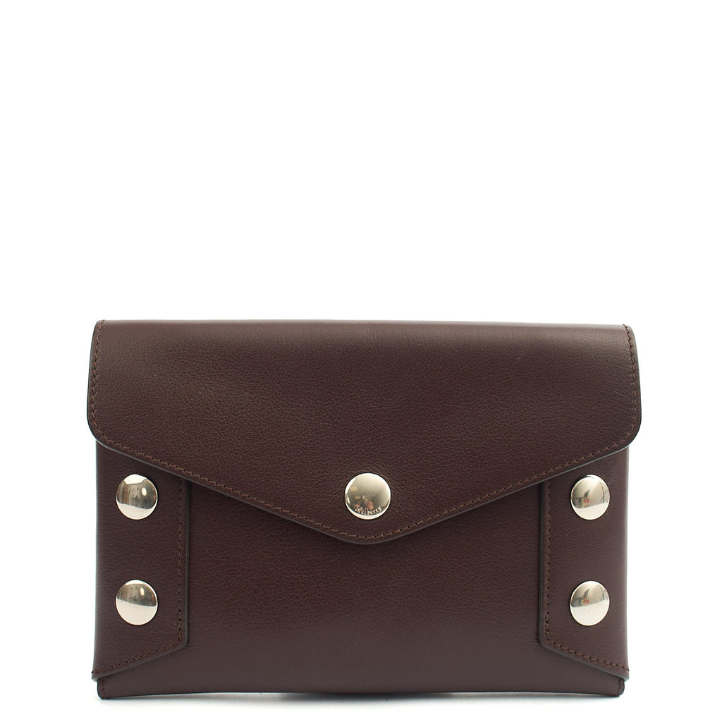 Mulberry Clutch Studded Pouch in Oxblood, Leather