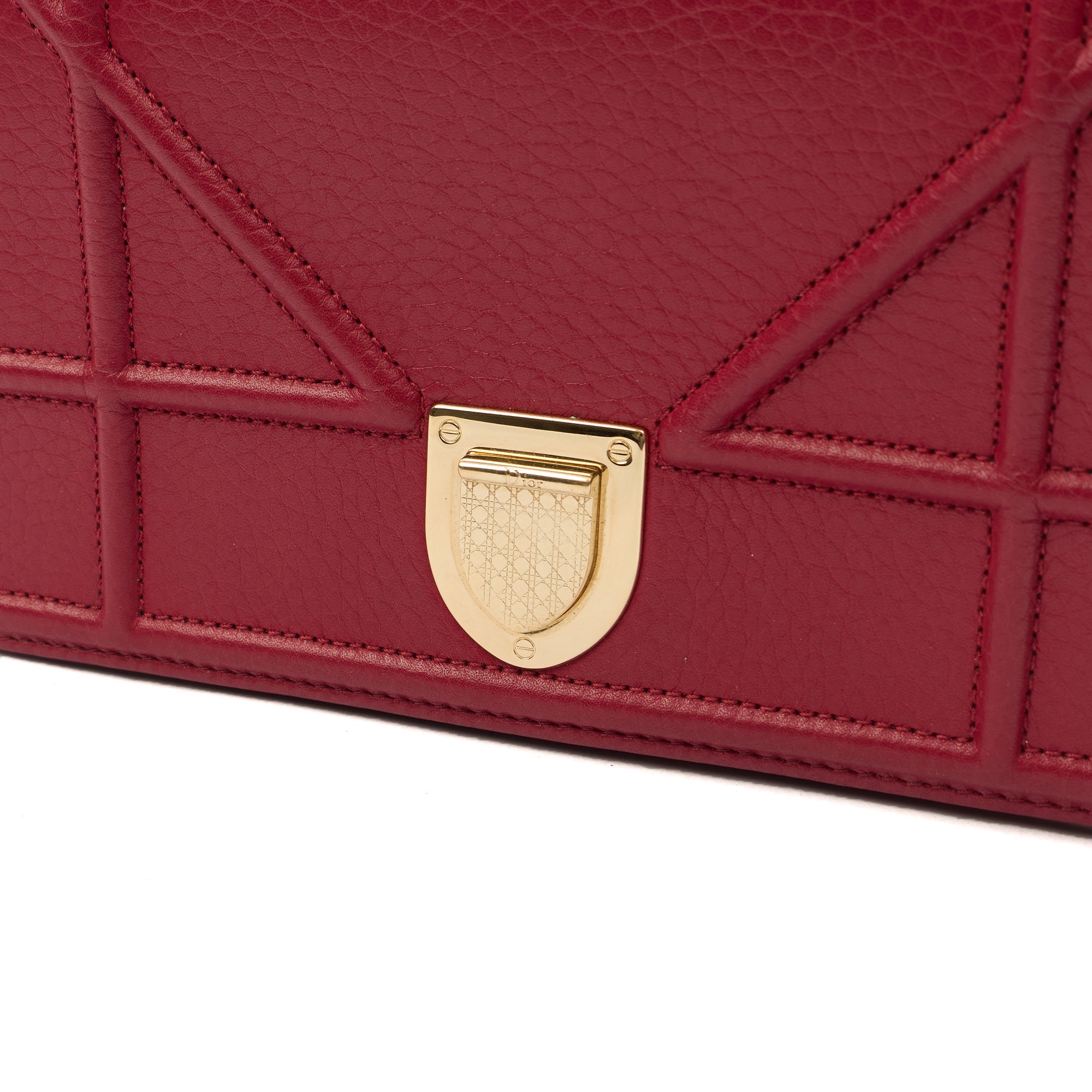 Christian Dior Clutch Diorama WOC in Burgundy, Calfskin