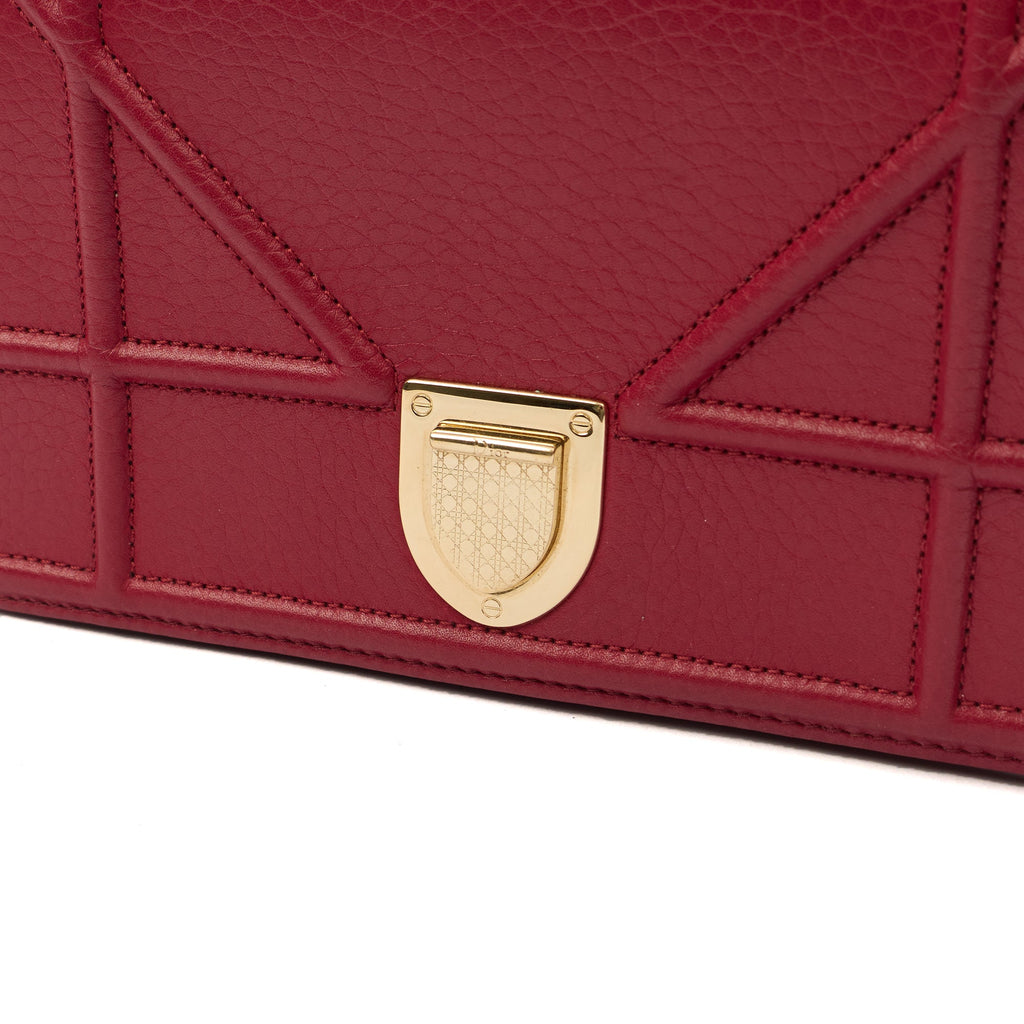 Christian Dior Clutch Diorama WOC in Burgundy, Calfskin