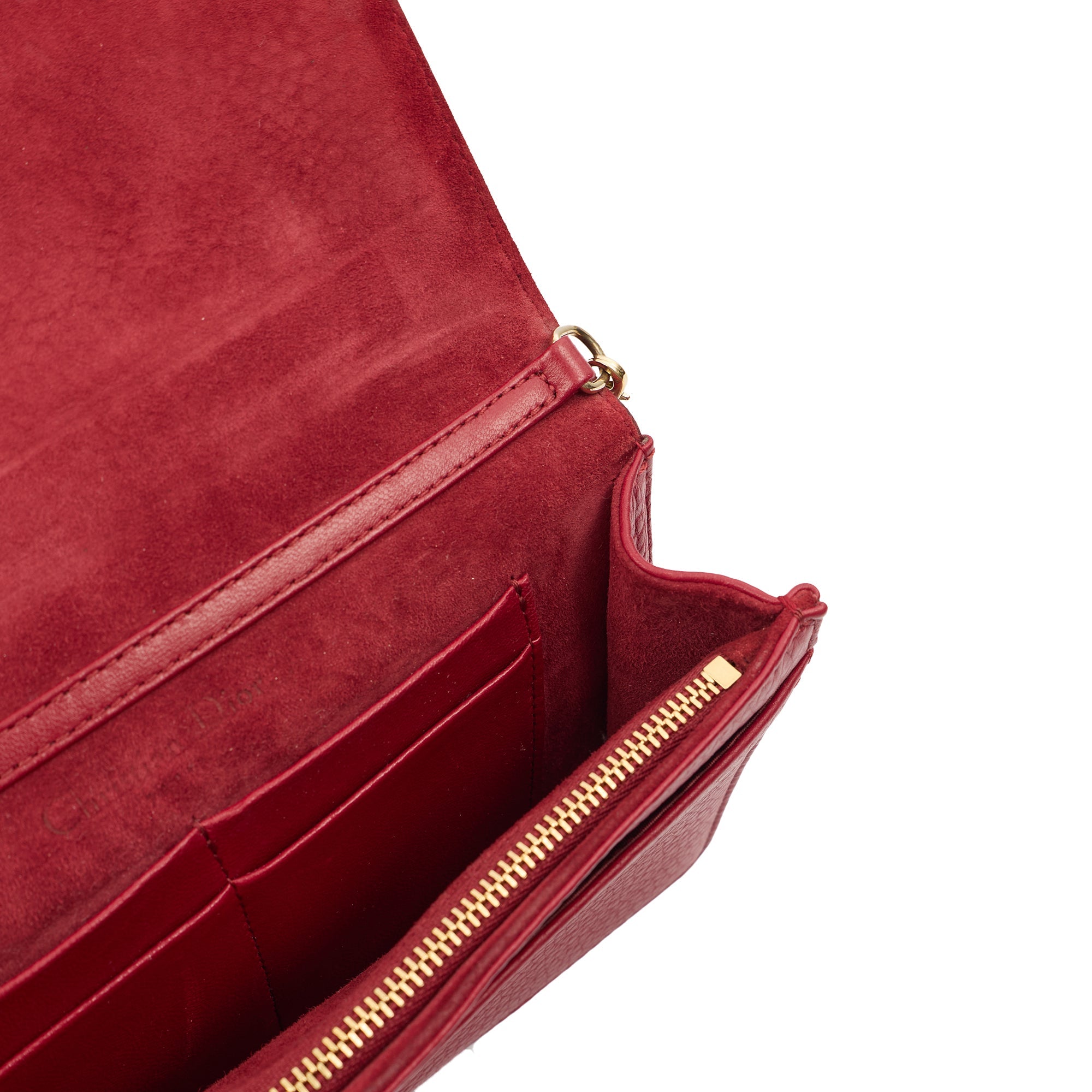 Christian Dior Clutch Diorama WOC in Burgundy, Calfskin