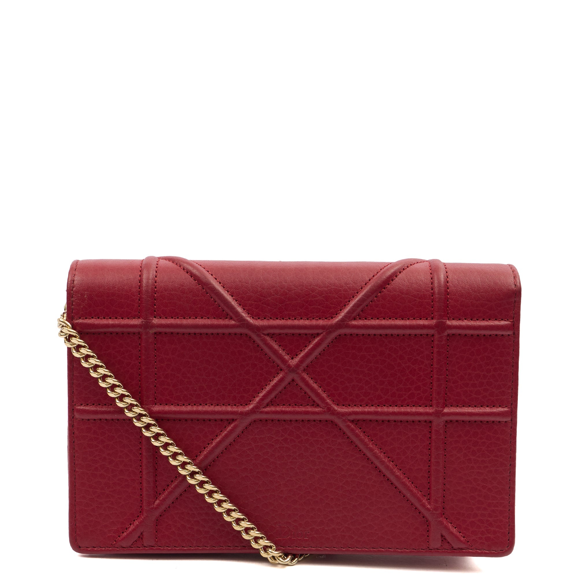 Christian Dior Clutch Diorama WOC in Burgundy, Calfskin