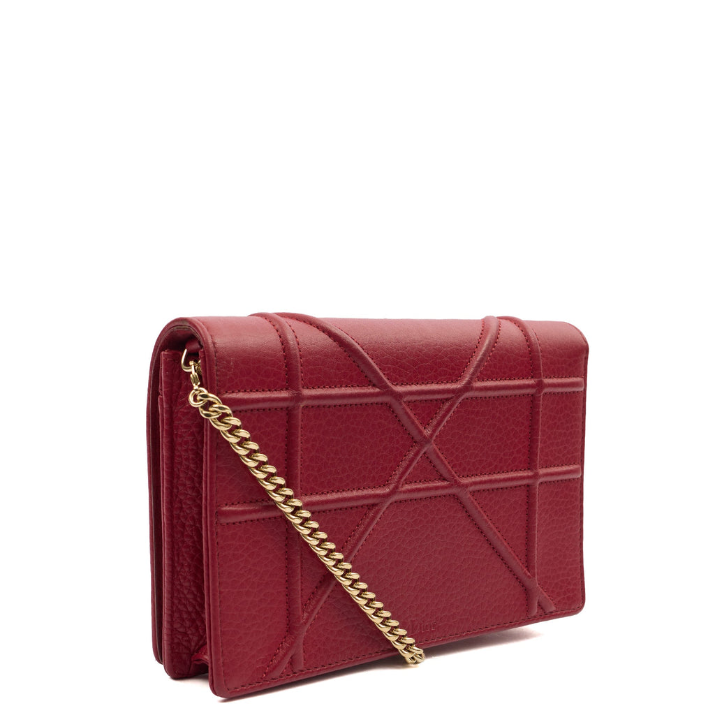Christian Dior Clutch Diorama WOC in Burgundy, Calfskin