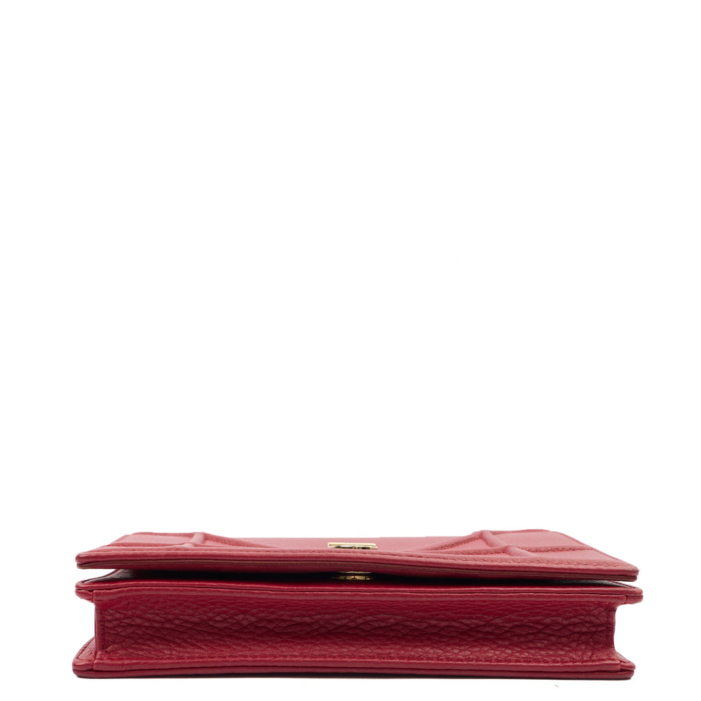 Christian Dior Clutch Diorama WOC in Burgundy, Calfskin